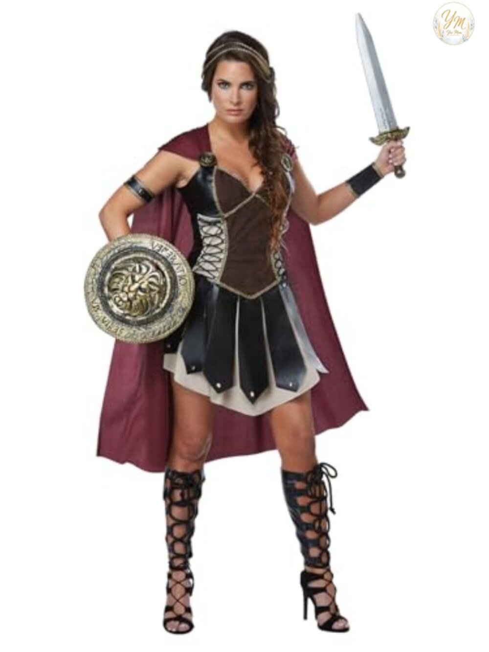 Glorious Gladiator Adult Woman Costume Dress Armor Headband Armband Cuff